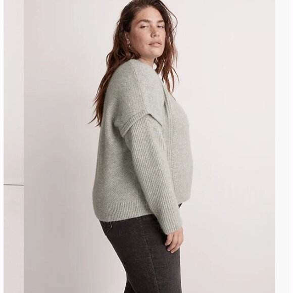 NWT Madewell Plus Cable Havener Pullove Sweater Size 1X Frosted Sage - Picture 2 of 4